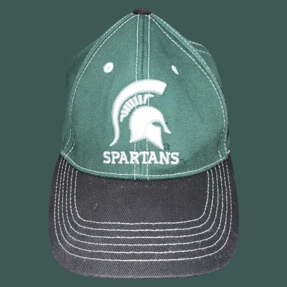 NCAA Captivating Headgear Michigan State Spartans Green Black Strapback Hat Cap - Picture 7 of 7